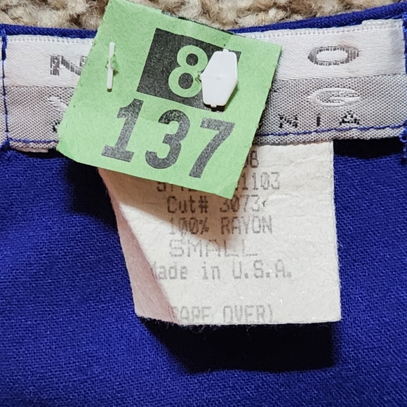 VTG Nino Wong California Top Size S Color Royal Blue Made in USA - Picture 6 of 9